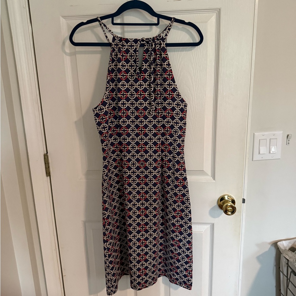J McLaughlin Maria Halter Dress Navy Khaki Belair Size M NWT